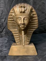 Vtg Large Brass Egyptian King Tut Tutankhamun Bust Statue Figure 8.5" Pharaoh | eBay