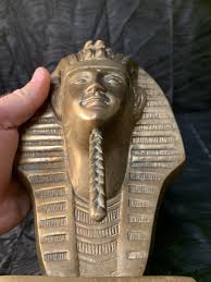 Vtg Large Brass Egyptian King Tut Tutankhamun Bust Statue Figure 8.5" Pharaoh | eBay