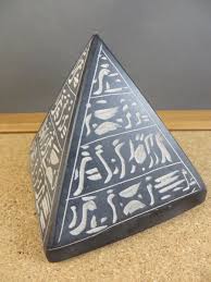 Egyptian Figurine Pyramid Carved Hieroglyphics Stone ...