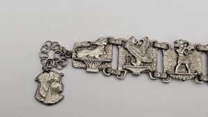 Vintage Art Deco Egyptian Revival Double Soded Silver Tone ...