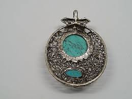 Synthetic Turquoise Big Pendant 5 Variations Antique Silver color | eBay