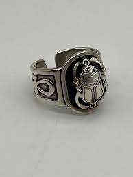 Egyptian Sterling Silver Vintage Scarab Ring - Etsy Australia