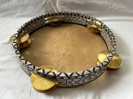 Egyptian Inlaid Musical Wooden Tambourine Rik Deff Brass ...