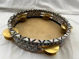 Large Egyptian Professional Wooden Tambourine Rik Deff Brass ...