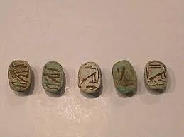 Egyptian Scarab Beetle Amulet Rare heiroglyphic art Lot Of 5 ...