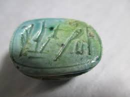 Vintage Turquoise Signed Art Pottery Scarob Pendant Bead | eBay