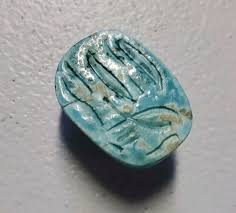 Vintage Egyptian Carved Scarab Blue Beetle Bead | eBay