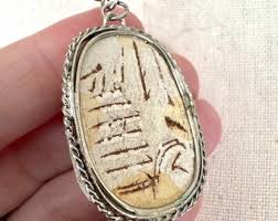 Vintage Egyptian Scarab Wooden Pendants Beaded Silver Tone Necklace 28” - Etsy Australia