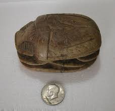 Vintage Hand Carved From Stone Egyptian Scarab With ...