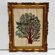 Egyptian Bird Painting on Papyrus Ornate Frame Tree Wall Art ...