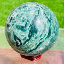 714g Natural Green Ocean Jasper Geode Sphere Quartz Crystal Ball Specimen | eBay