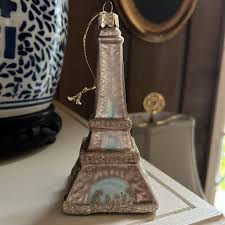 Eiffel Tower Paris Glass Christmas Ornament w/ Nativity ...