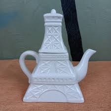 White Ceramic Eiffel Tower Teapot with Lid by World Market | eBay