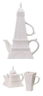 White Ceramic Eiffel Tower Tea Set - Perfect for Christmas