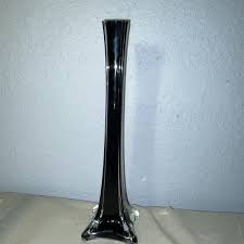 Vintage Tall Fluted 12" AAC Vase Clear Glass over Black | eBay