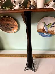 Stretch Glass vase 16" Eiffel Tower Black Amethyst good | eBay