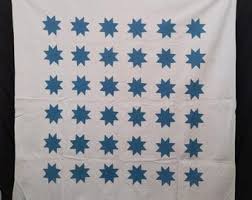 Vintage Hand Quilted Postage Stamp Quilt, Hand-quilted Star ...