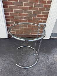 Mid Century Chrome & Glass Round Side Table by Eileen Gray ...