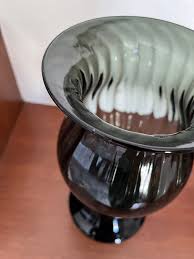 Vintage Smoke Grey Ribbed Vase Mcm - Etsy