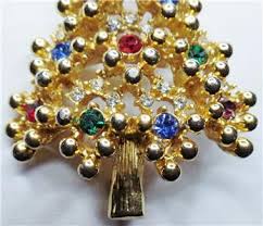 VINTAGE EISENBERG SIGNED MULTI COLOR RHINESTONE GOLD CHRISTMAS TREE BROOCH PIN | eBay