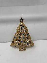 Vintage Eisenberg ICE Gold Tone Multicolor Rhinestone Christmas Tree Brooch Pin | eBay