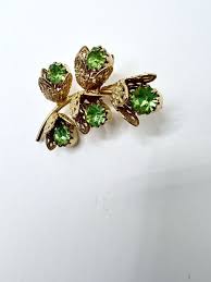 Beautiful Vtg Peridot And Filigree Flower Pin | eBay