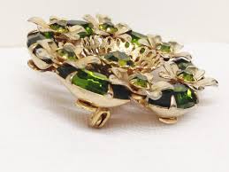 Vintage Gold Toned Green Rhinestone Brooch – Hers and His ...