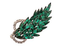 Vintage Emerald Green Rhinestone Leaf Brooch - Etsy