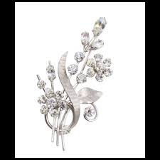 Brooch Pin Krementz Rhinestone Floral Spray. For Sale at ...