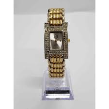 Women's decorative dress watch. Jeweled bevel. Square face ...