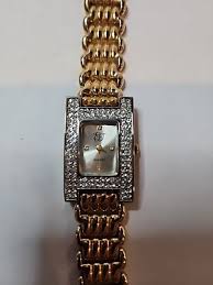 White Diamonds Elizabeth Taylor Watch Gold Tone Quartz Round ...