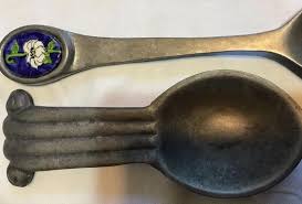Pewter Serving Spoon and Holder Vintage Original Ceramic ...