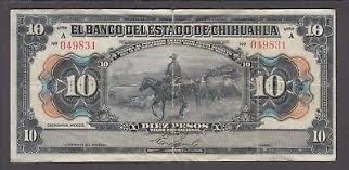 MEXICO CHIHUAHUA P.S.133-9831 10 PESOS 1913 F TEAR AT CTR ...