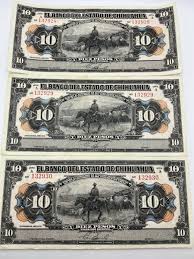 3 Sequential Mexico 10 Pesos 1913 'ESTADO DE CHIHUAHUA" UNC ...