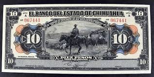 1913 Mexico, State Of Chihuahua. 10 Pesos. Almost ...