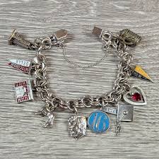 Vintage Sterling Silver Charm Bracelet East Moline HS, Kennedy, Wisc Dells | eBay