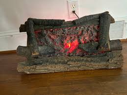 Vintage Electric Lighted Fireplace Logs Faux Fire Fireplace ...