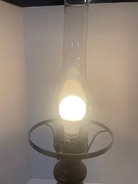 Vintage Milk Glass Pleated Rim Hurricane Lamp With Wooden and Bronze Base - Etsy