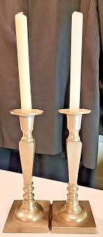 Pair of Restoration Hardware 10” tall Candle Sticks, Brushed ...