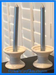 Two (2) Milk Glass Spool Shaped Candle Holders - Swirl ...