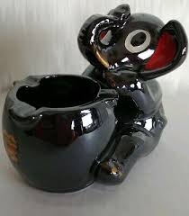 VINTAGE 1960's BROWN LUSTER POTTERY ELEPHANT WITH PIPE ...