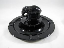 ELEPHANT ASH TRAY by L.E. Smith Black Glass Ca 1930's 6 ...