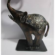 Elephant Trunk up Tea Light or Candle Brown Metal Sculpture ...