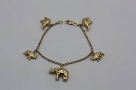 Fine 14K Yellow Gold Puffy Elephant Multi Charm Bracelet Fits 6.5" Made in Italy | eBay