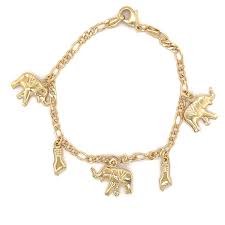 14k Gold Filled Woman 7.5" Bracelet Elephant Figa Hand Charms Good Luck Protection Abundance Azabache - Etsy