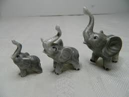 Elephant Trio 3 Graduated Sizes Gray & White with Trunks ...