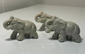 Vintage, Pearlescent, Lusterware, 3 Miniature Elephant ...