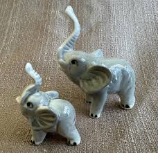 Bone China Miniature Elephants, Set of 2, Elephant Figurines ...