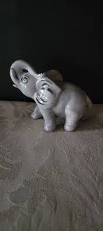 Buy Vintage Ceramic Elephant Figurine Porcelain Gray ...