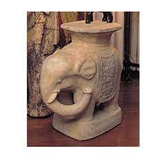 Elephant with Trunk Up to Left Ear Side Table Base 21.75H ...